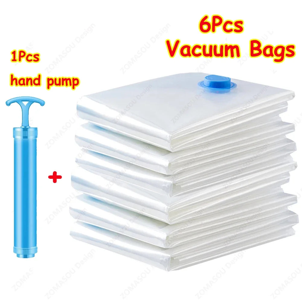 1-24Pcs Reusable Vacuum Storage Bags Vacuum Seal Bag Folding Compressed Organizer Bag Space Saving Bags For Clothes Bedding