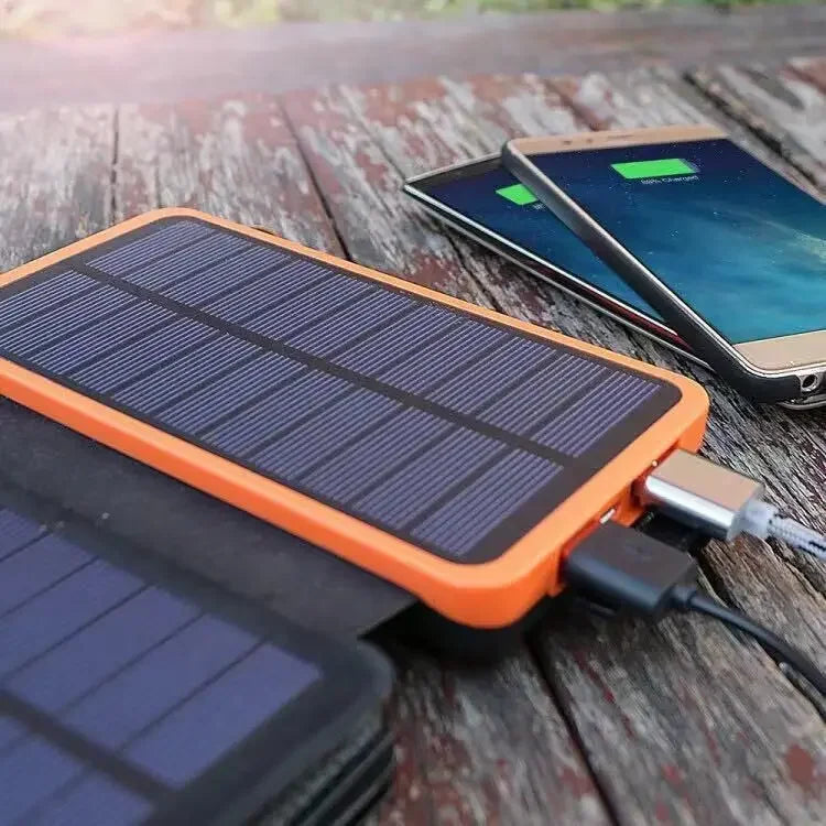 بنك طاقة شمسية بسعة 200000 مللي أمبير، ألواح شمسية قابلة للطي، مخرج USB بقوة 5 فولت و2 أمبير، محمول للاستخدام في التخييم والرحلات الخارجية، يعمل بالطاقة الشمسية، متوافق مع أجهزة iPhone وAndroid