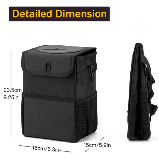 Car Trash Can with Lid - Leakproof Trash Bin Car Garbage Can, Collapsible Automotive Truck Organizer and Storage Bag Car Accesso
