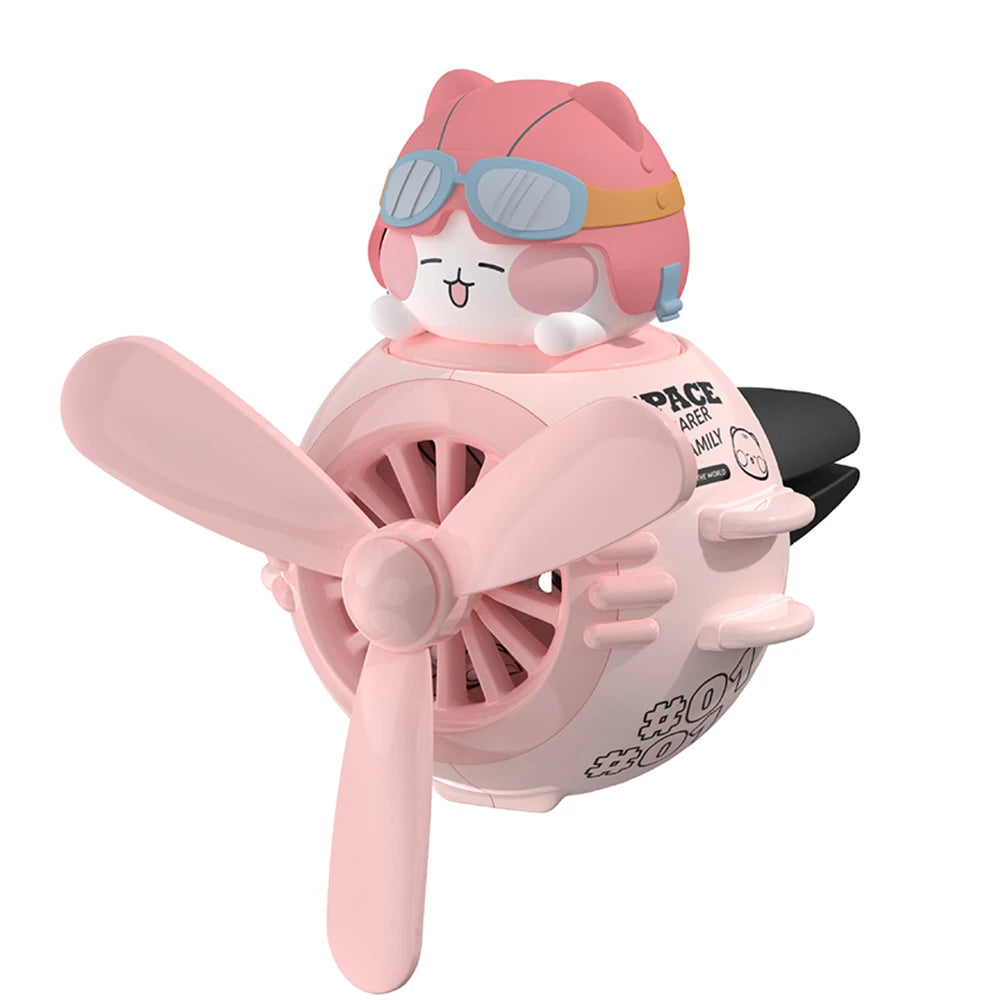 Car Air Freshener Bear Pilot Auto Accessories Interior Perfume Diffuser Rotating Propeller Outlet Fragrance Magnetic Design