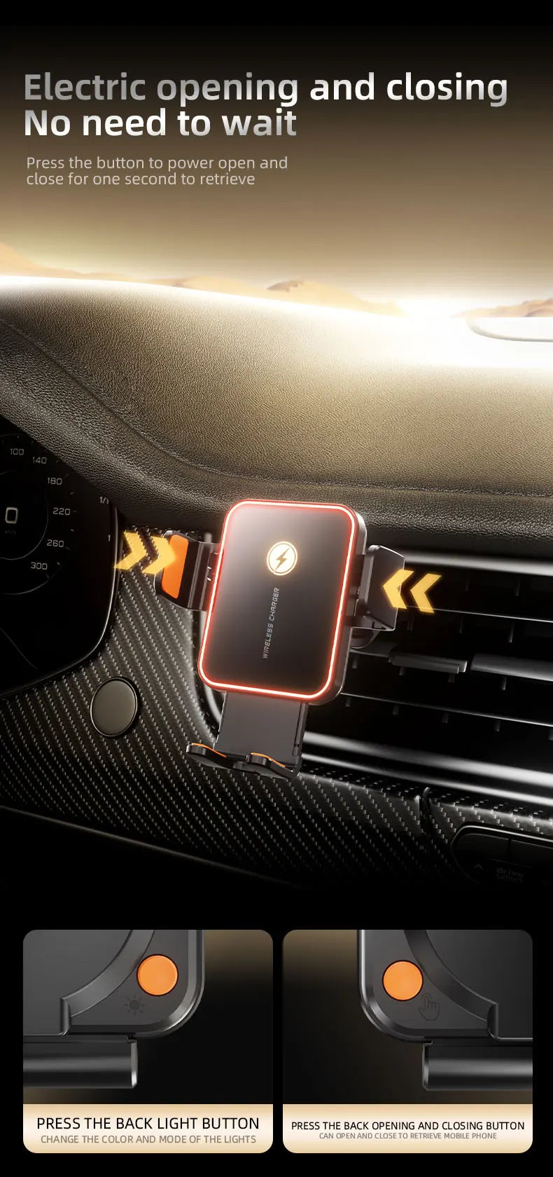 Magnetic Car Phone Holder 15W Wireless Fast Charger Infrared Induction Car Air Vent Bracket for iPhone 12 13 14 15 Andorid Mount