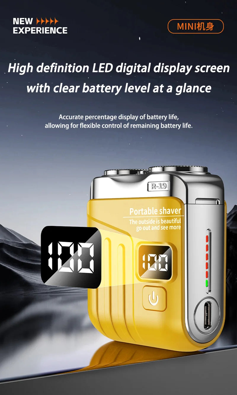 Xiaomi Electric Smart Shaver Mini Dual Blade Digital Display Rechargeable Shaver Household Car Shaver Powerful Men's Gift Shaver