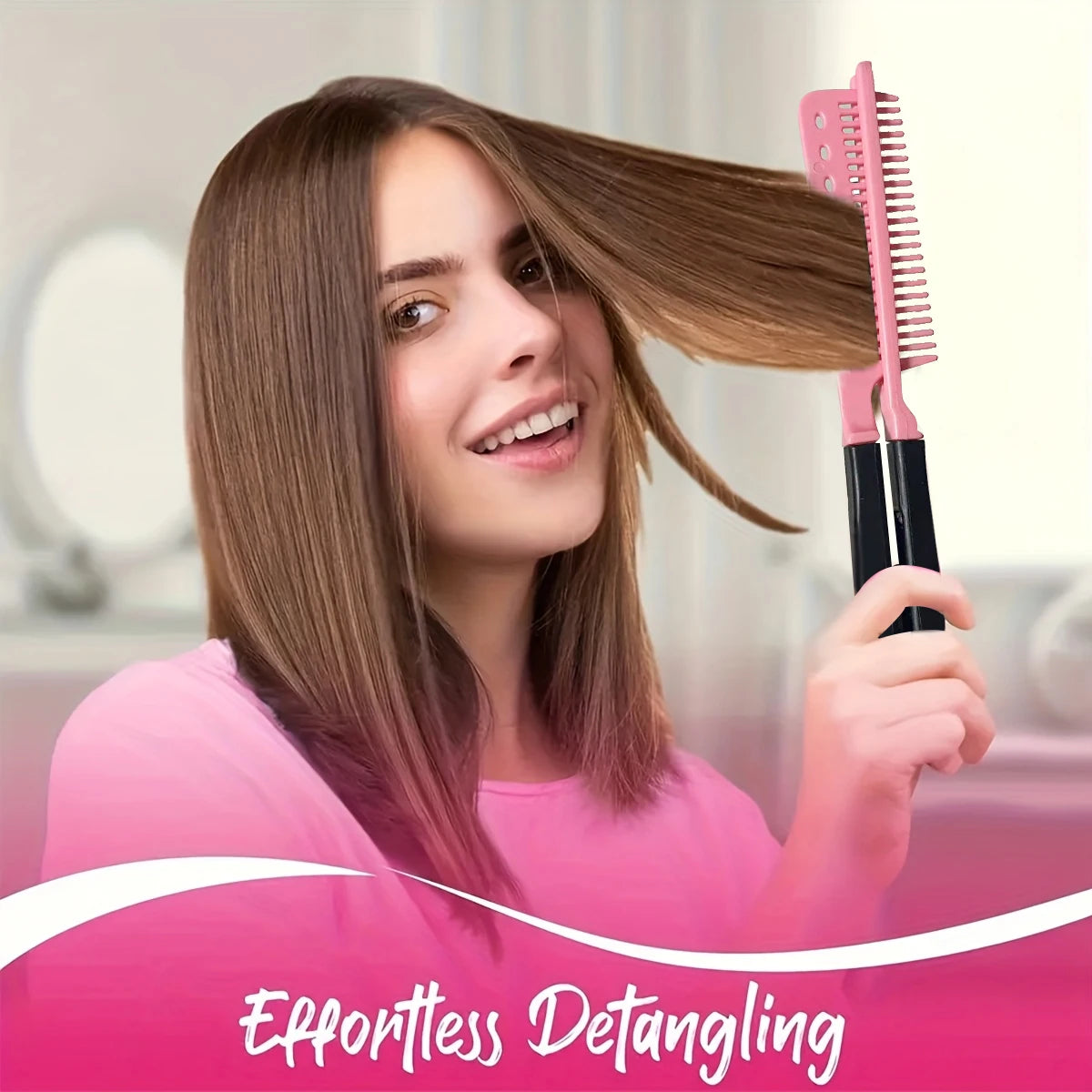 Folding V Type Hair Straightener Brush DIY Hairdress Tool Hairdressing Combs Natural Hair Styling Curling Comb Hair