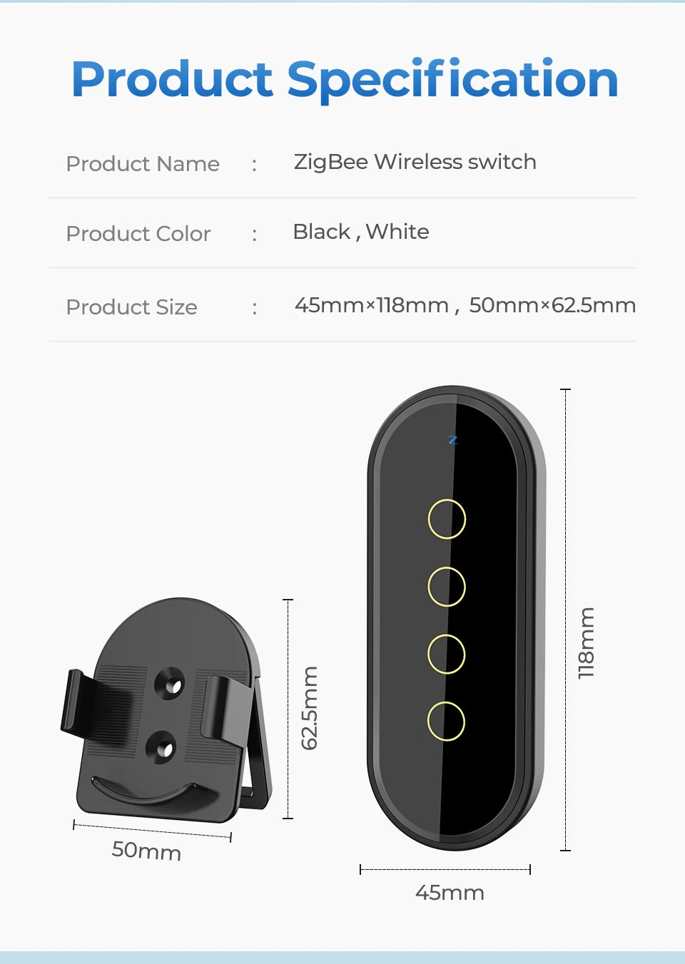 SMATRUL Tuya ZigBee Wireless Smart Home Scene Switch Light 4 Gang 12 Scene Touch Light Switch Remote Control Smart Life App