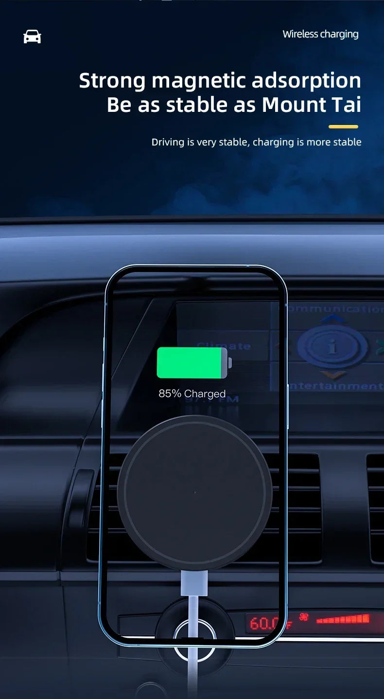 30W Magnetic Car Wireless Charger + Ring For iPhone 12 13 14 15 pro max mini Air Vent Car Phone Holder Stand Fast Car Charging