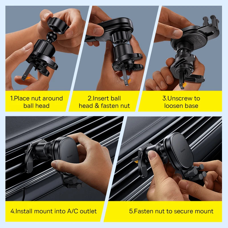 Baseus Car Phone Holder Wireless Charger Car Charger for Air Vent Mount Fast Charging For iPhone 12 13 14 Support Xiaomi Huawei
