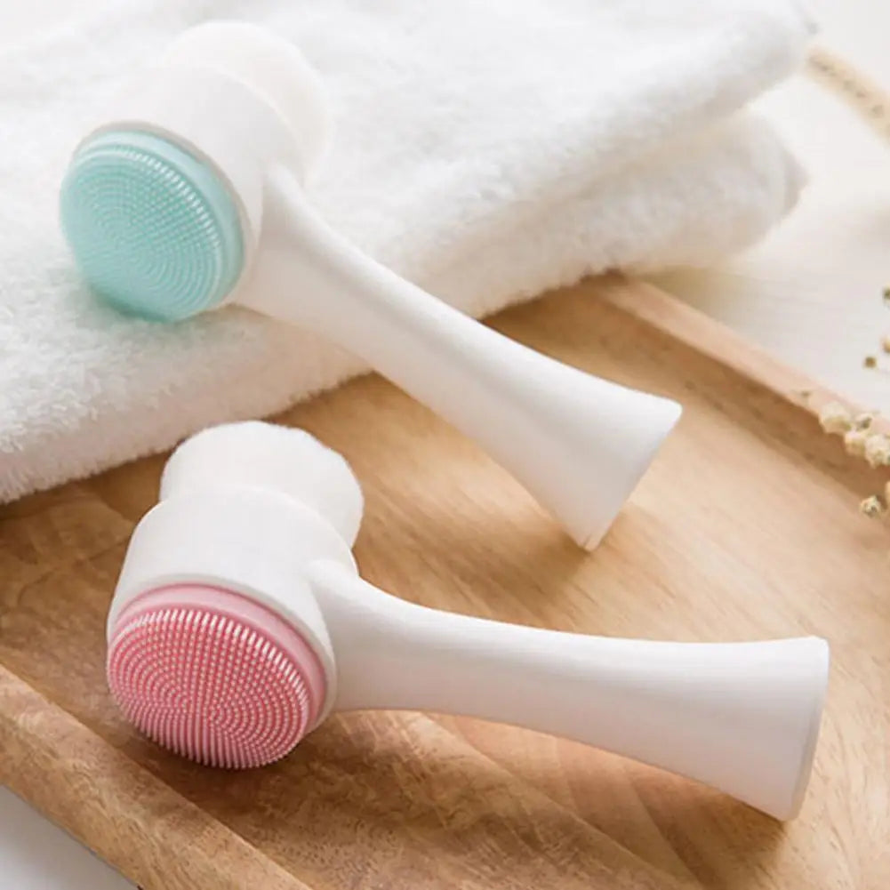 3D double sided silicone Face Cleansing Brush Soft Bristles Exfoliator Gentle Face washing and scrubbing tool