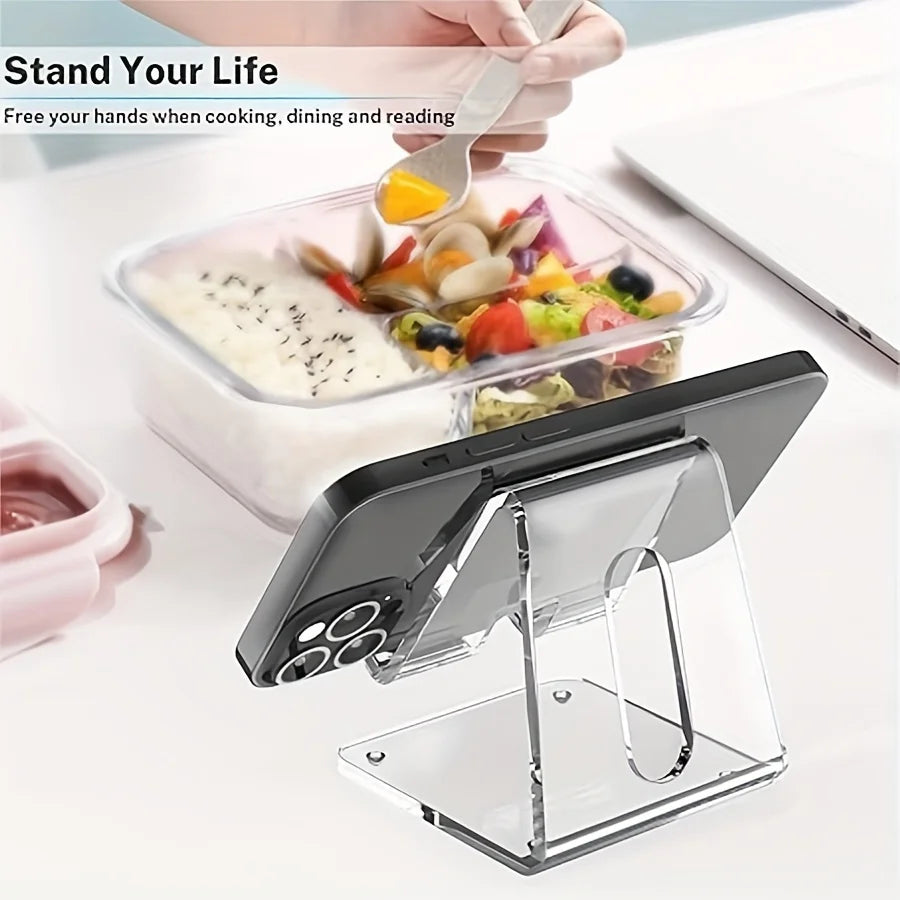 Acrylic Cell Phone Stand, Transparent Phone Stand for Desk, Suitable for iPhone 14 13 Pro Max, All Smartphone 4-8in