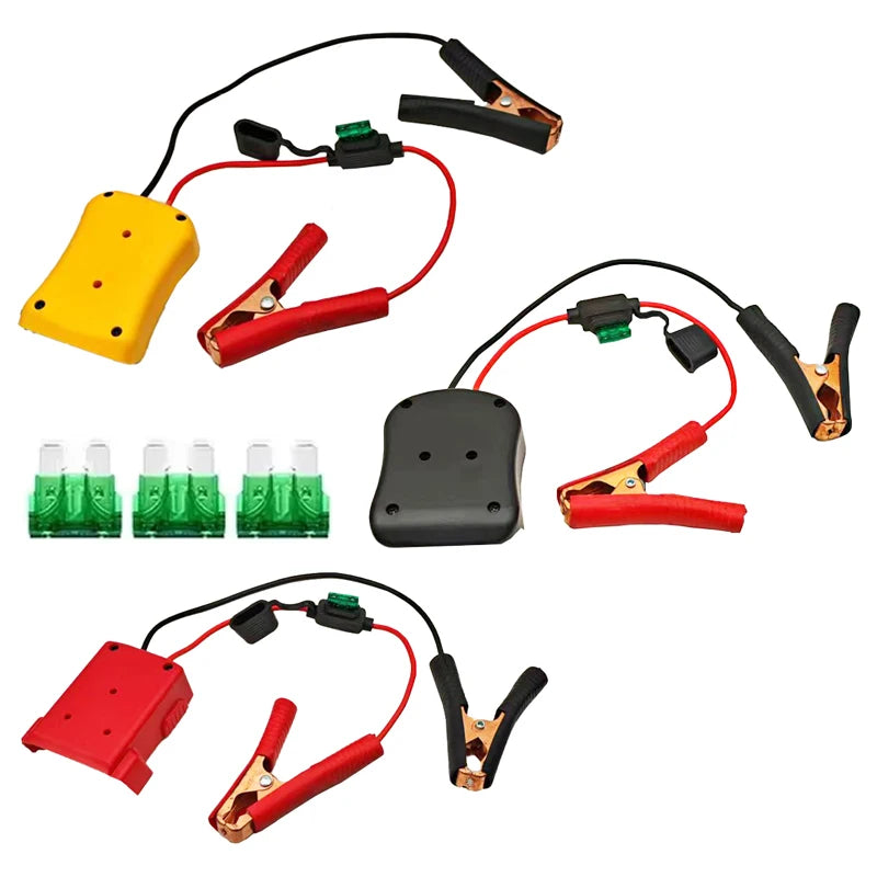 Igniter Jump Starter for Makita DeWalt Milwaukee 18V Battery Car Booster Cable with Fuse Automotive Emergency Power DIY Adapter