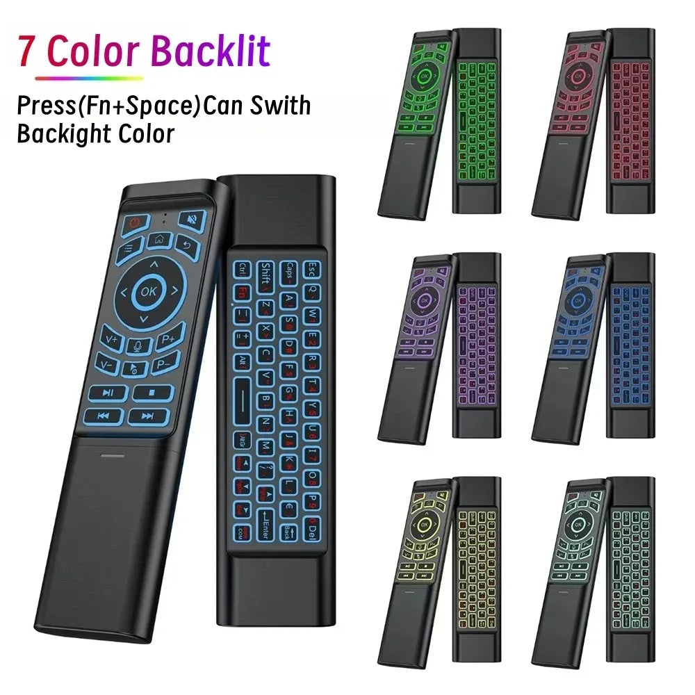 Air Mouse Remote Control Gyroscope 7 Color Backlit Dual Mode BT5.2 2.4G Wireless Keyboard Mouse For PC Android Smart TV Box