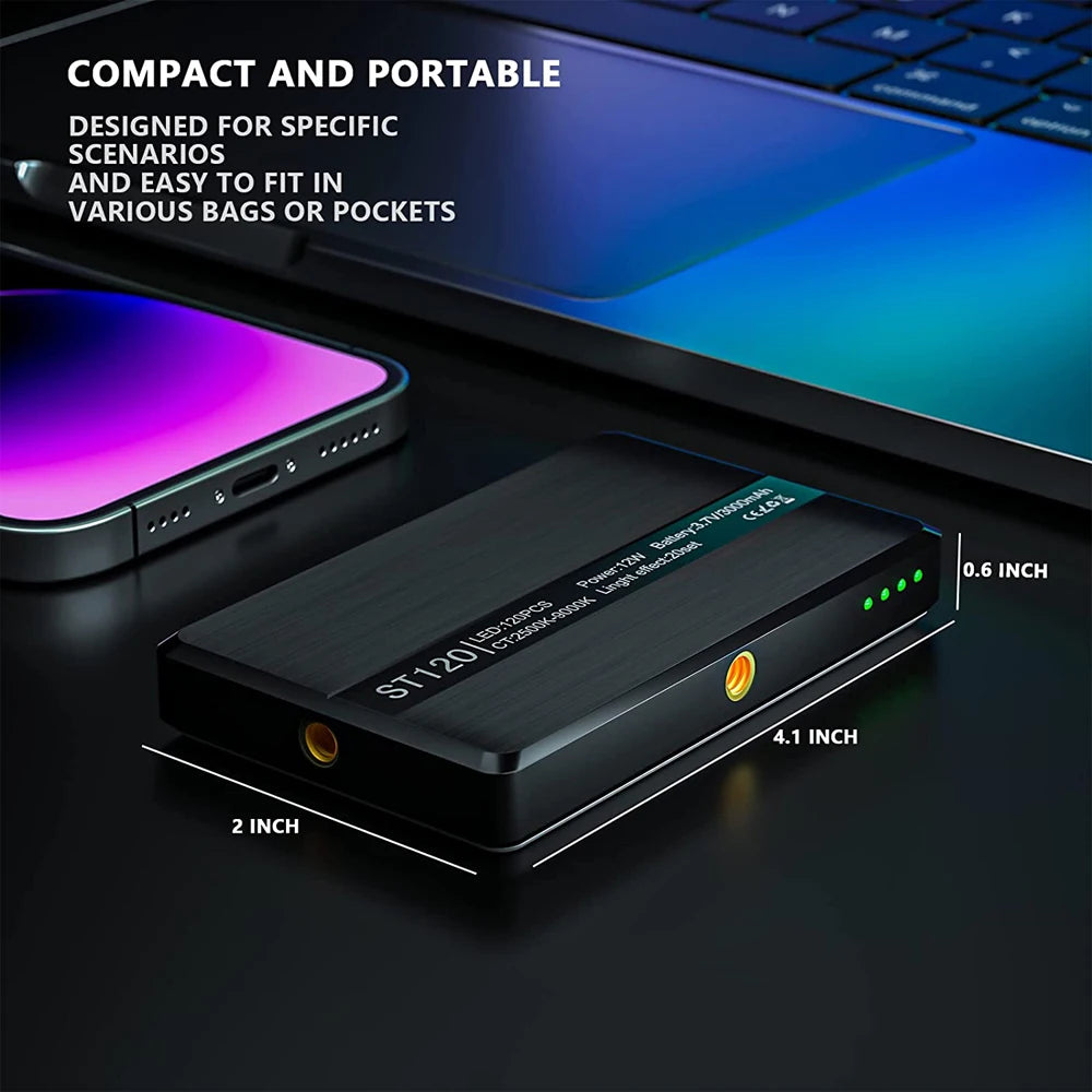LED Selfie Light Phone Fill Light 120 LED 3000mAh Rechargeable Portable Video Light for Tiktok Vlog Video Conference Selfie