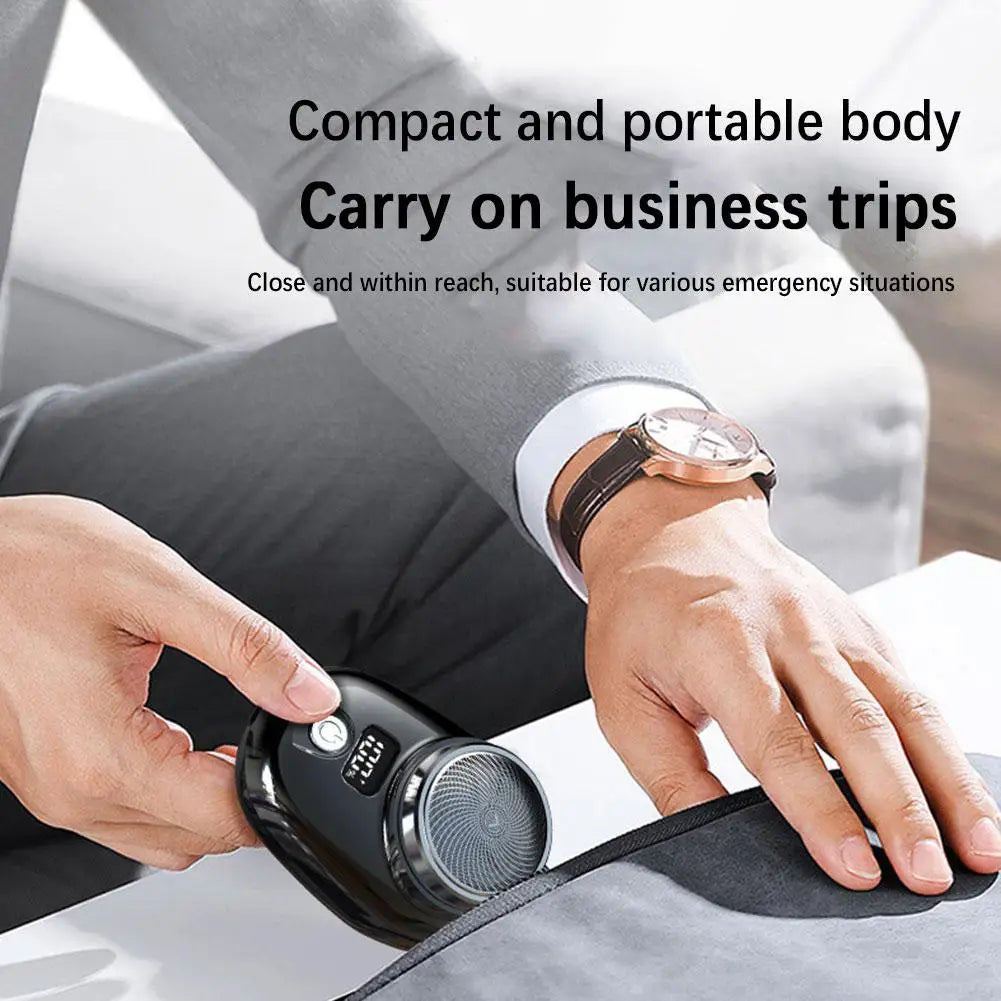 Mini Electric Razor Shaver for Men Vehicle Mounted Shave with Digital Display Cordless Travel Pocket Shaver Face Beard Trimmer