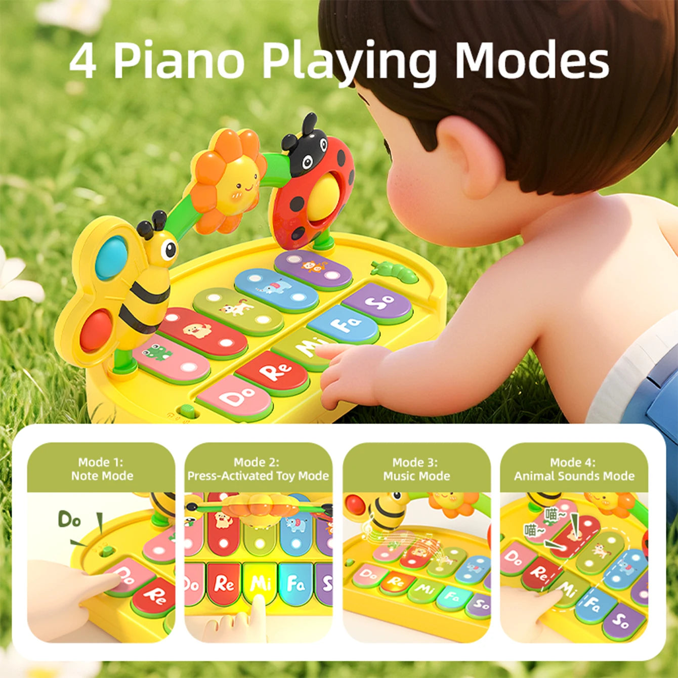 Baby Colorful Insect Musical Instrument - Baby Early Education Smart Electronic Piano Toy for Boys and Girls