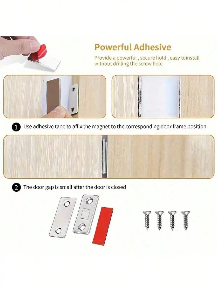 Magnetic Cabinet Catches Ultra Thin Door Strong Magnets Stopper Invisible Adhesive Drawer Magnet Lock for Kitchen Closet Closer