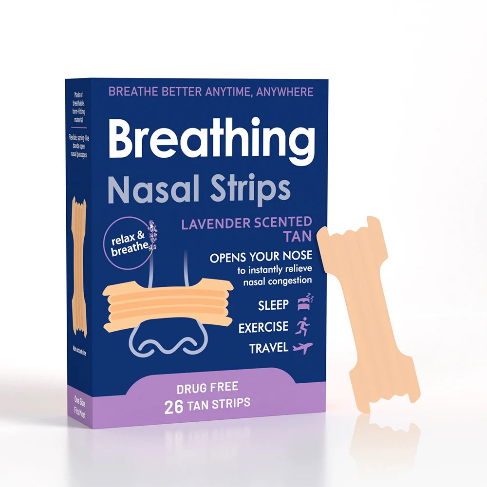 Breath Nasal Strips,Lavender Scent Sleeping Nose Strip,Exercise Air Intake and Improve Sleep Strong Anti Snoring Nasal Strips