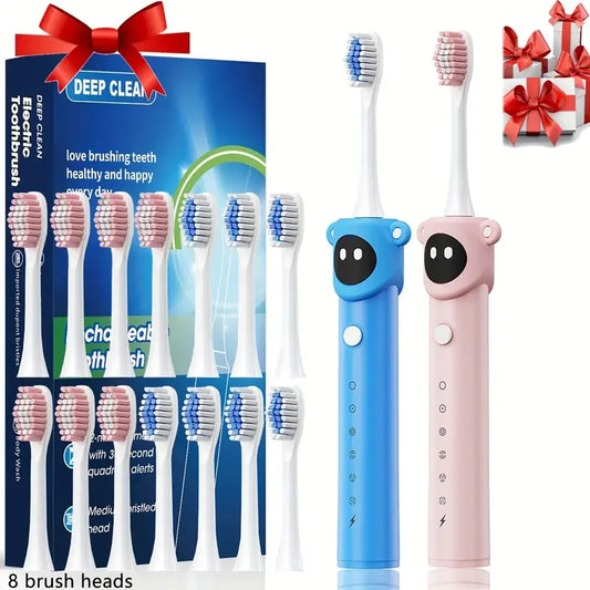 Children Sonic Electric Toothbrush Colorful Cartoon For Kids USB Rechargeable Soft Automatic Waterproof With Replacement Head