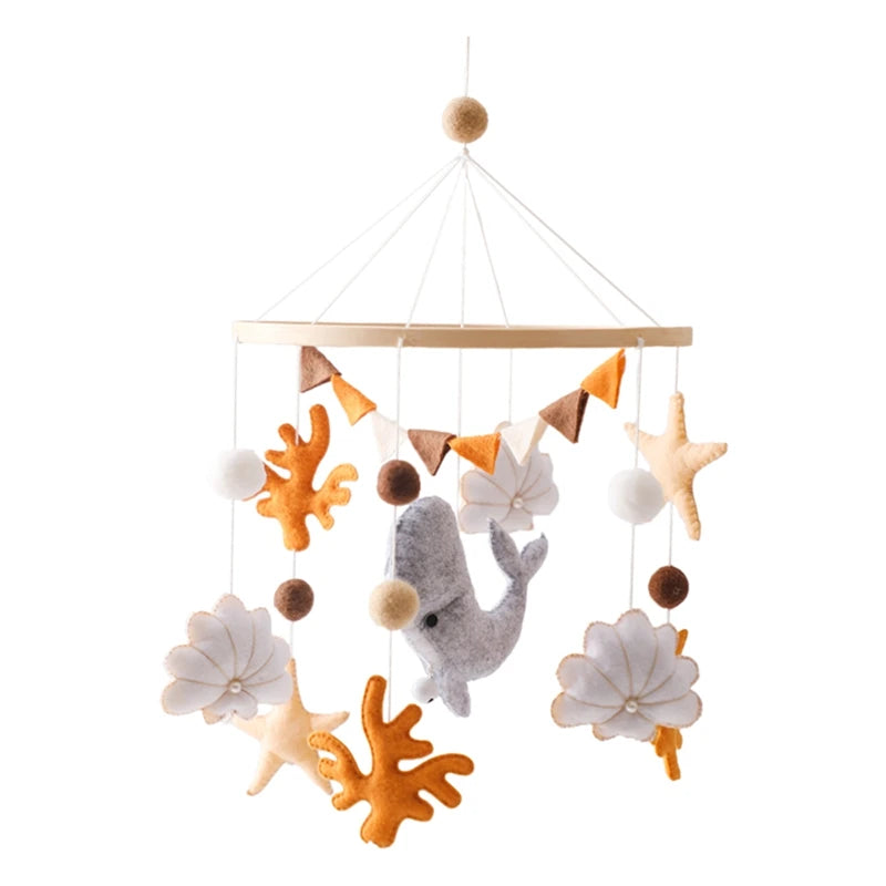 Baby Crib Mobile Rattle Toy 0-12Months Infant Soft Felt mobile Teddy Velvet Bear Bed Bell Hanging Toy Holder Bracket Crib Toy