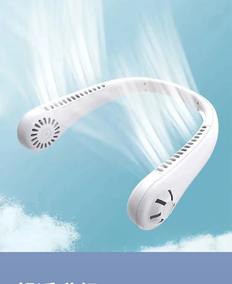Portable Mini Home Summer Air-cooled Neck Hanging Fan for Outdoor Sports, Running, Travel Without Blades, Wearable USB Neck Stra