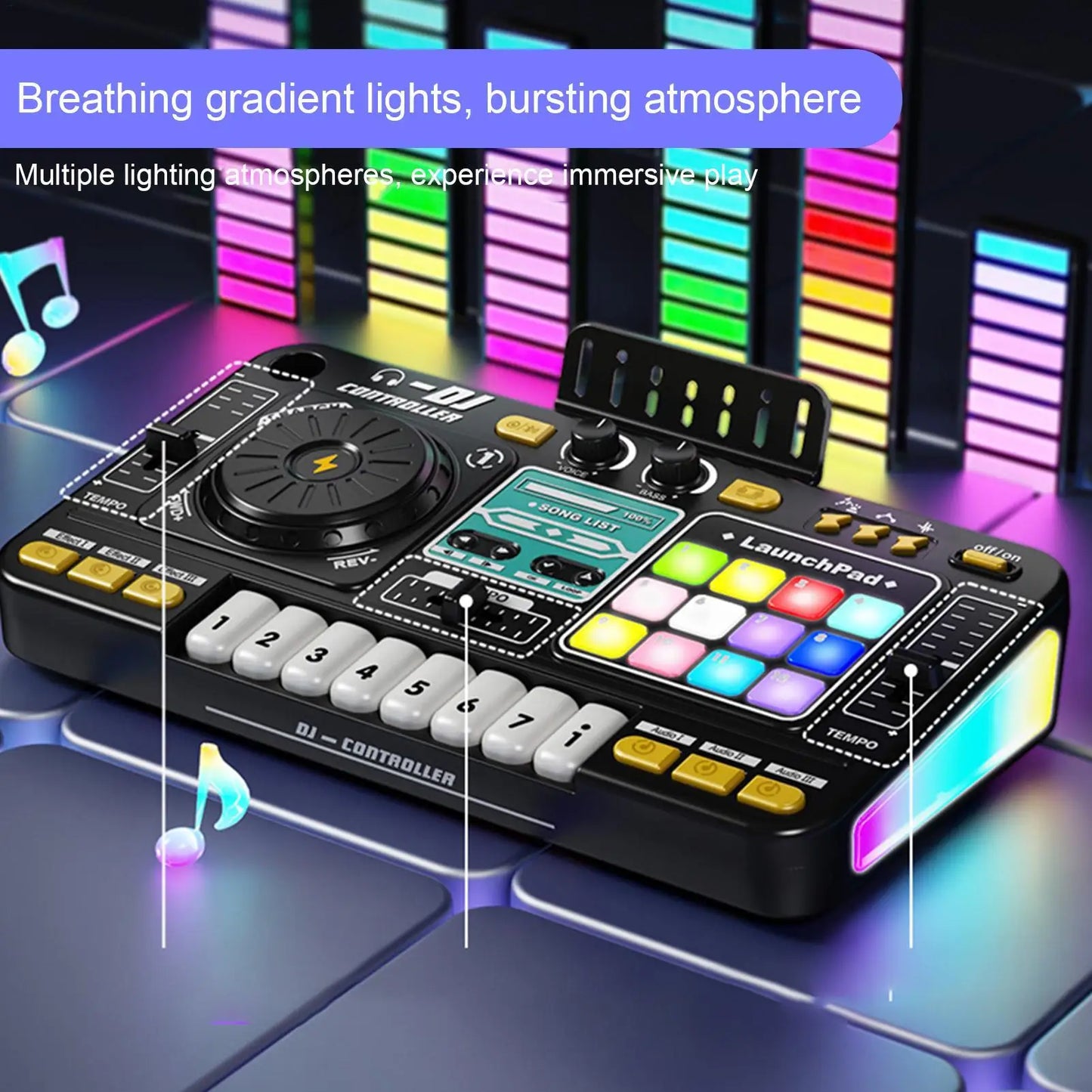 Kids Simulation DJ Mixer Controller Toys, Multi-function Music Effects Electronic Learning Game toys, Birthday Gift For Children