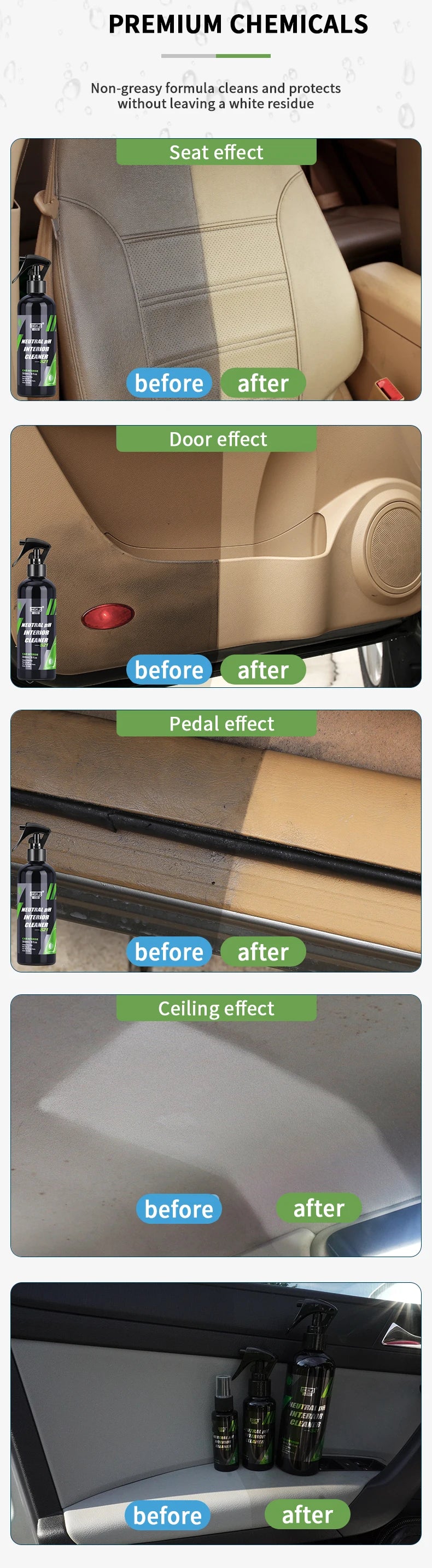 Car Interior Cleaner Agent Ceiling Cleaner Leather Flannel Woven Fabric Water Free Multipurpose Auto Dash Cleaning Spray S21