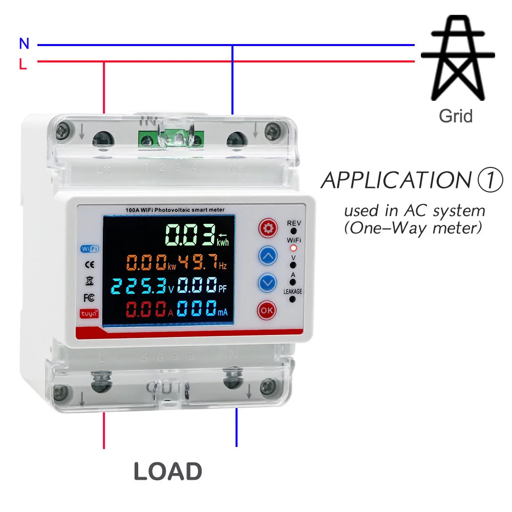 Tuya Smart Life  WiFi Single Phase 100A Energy monitor Two-way Prepaid Meter Auto-reclosing Voltage Current Protector Timer