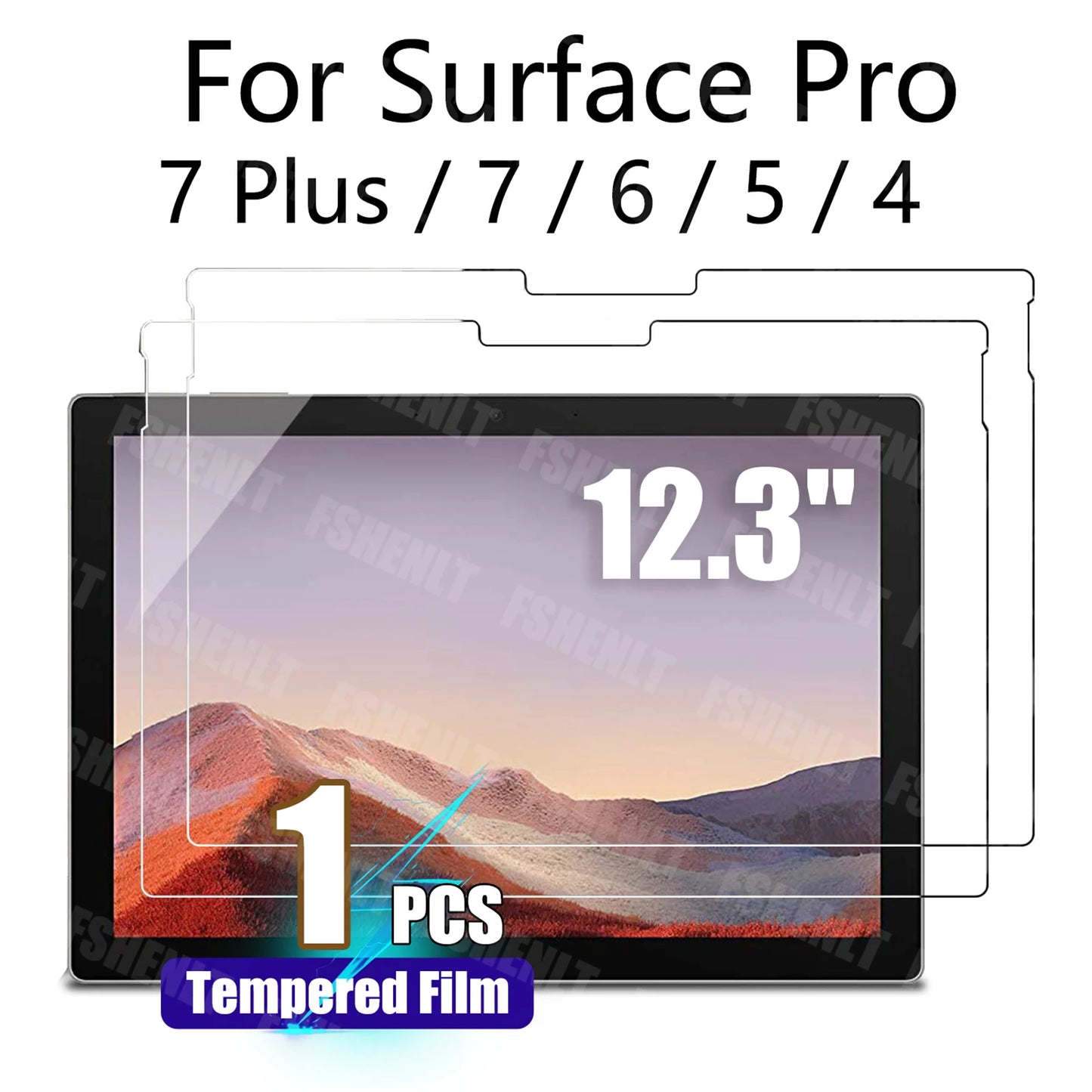 Tempered Glass Film for Surface Pro 7 Plus / Pro 7 / Pro 6 / Pro 5 / Pro 4 (12.3 inch) Screen Protector 9H Hardness 2.5D 12.3"
