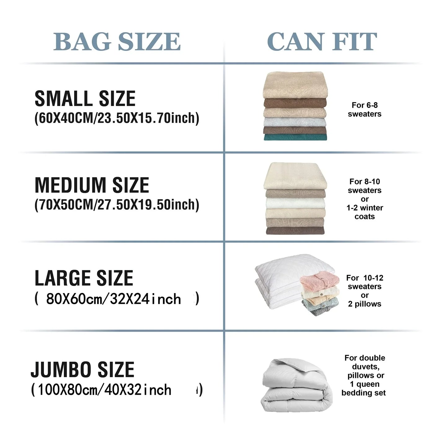 Vacuum Storage Bags, Space Saver Bags Compression for Comforters and Blankets, Sealer Clothes Travel Packing Organizer