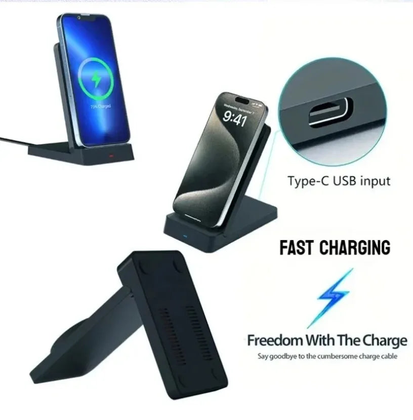 Magnetic Fast Charging Station 30W Wireless Charger Desktop Fold Smart Phone Holder Charge For Magsafe iPhone 16 15 14 13 12 Pro