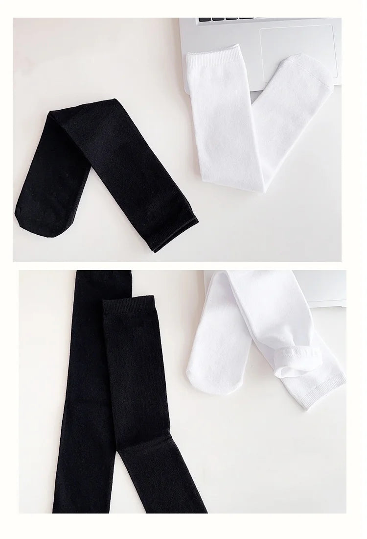 Children's Socks For Girls White Knee High Long Socks For Boys Black Football Socks 1-15Years Student Kids Stockings Spring New