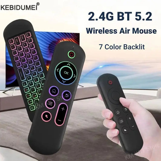 2.4GHz Wireless M5 Air Mouse BT 5.2 Mini Keyboard Backlit Remote Control IR Learning Remote Control for PC Android TV Box