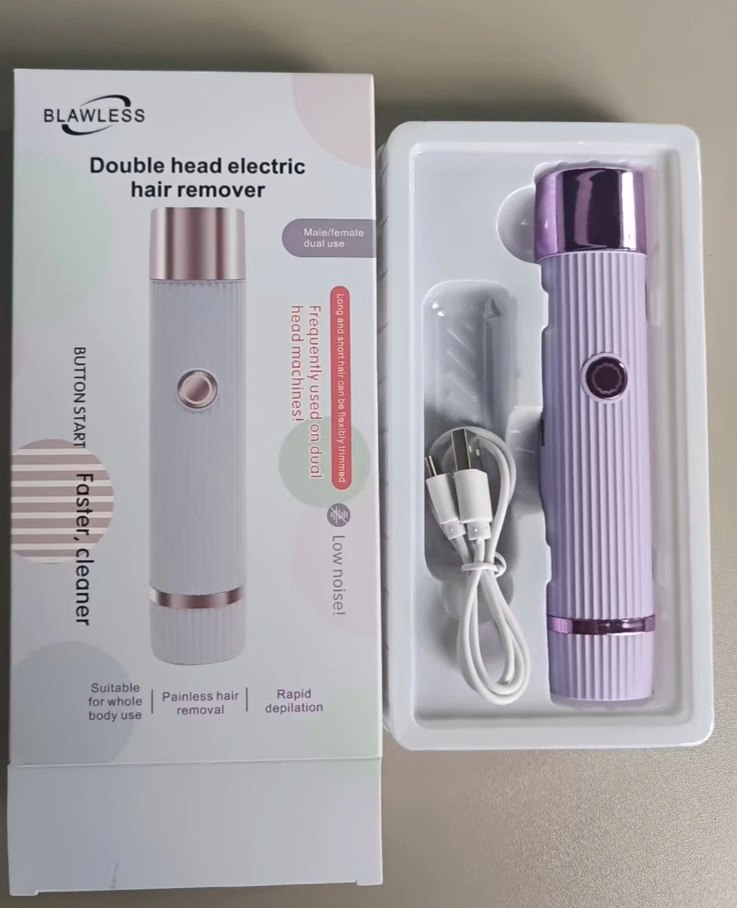 Electric Shaver for Women Waterproof Wet & Dry Hair Razors 2 in 1 Double Head Dual Bikini Hair Trimmer Detachable Head Shaver