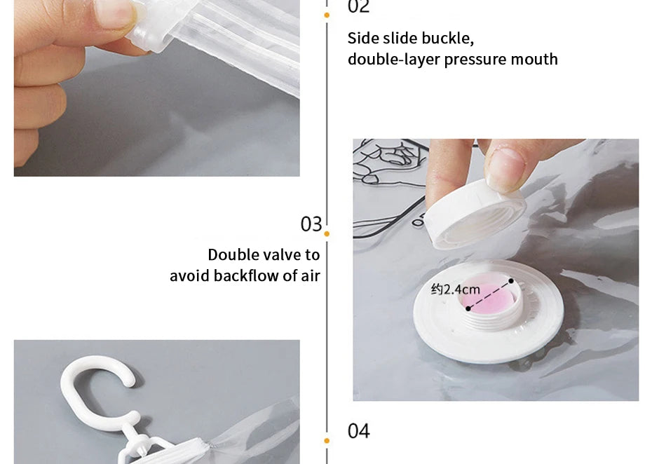Hanging Vacuum Storage Bags Space Saver Bags Vacuum Seal Storage Bag for Suits Dress Coats Jackets Closet Organizer and Storage