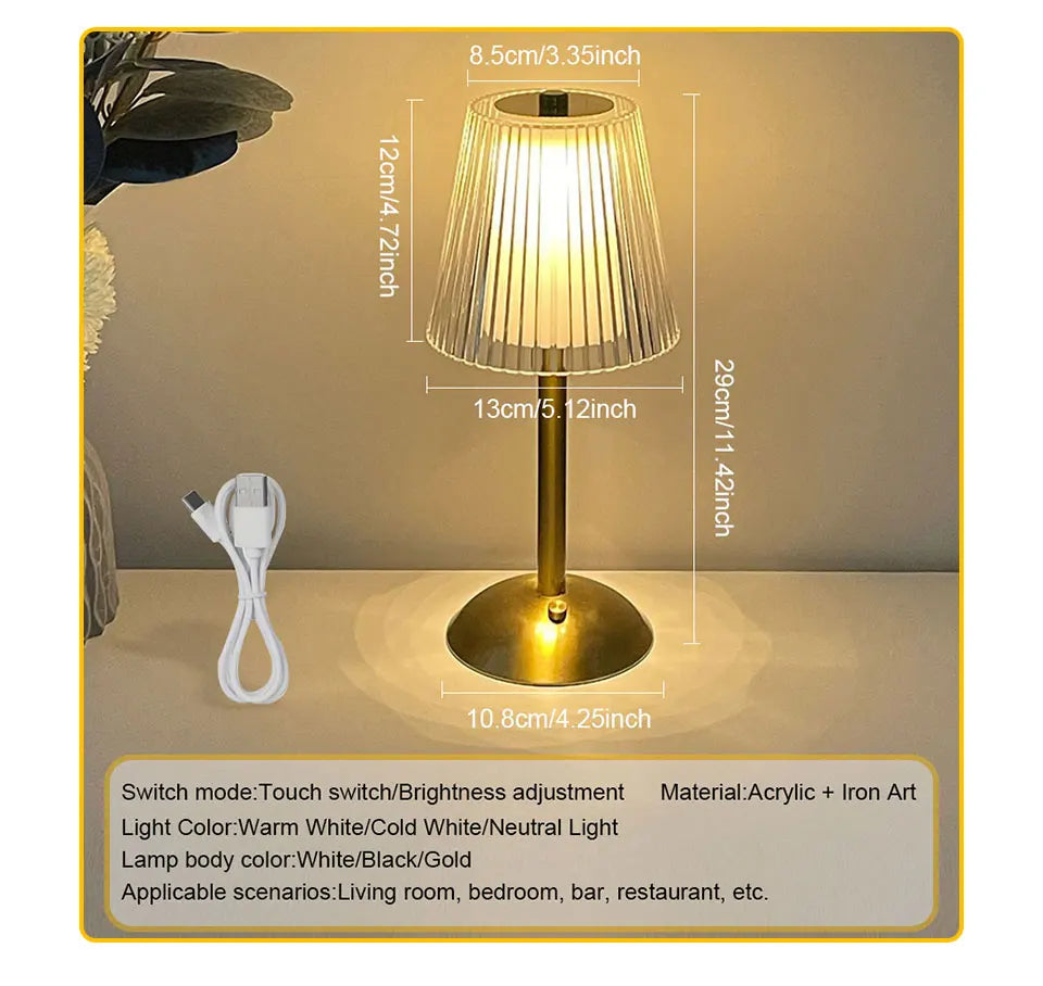 LED Table Lamp Touch Sensor Rechargeable Night Light Nordic interior Dimming Stand LED Bedside Lamp Restaurant Hotel Bar Bedroom