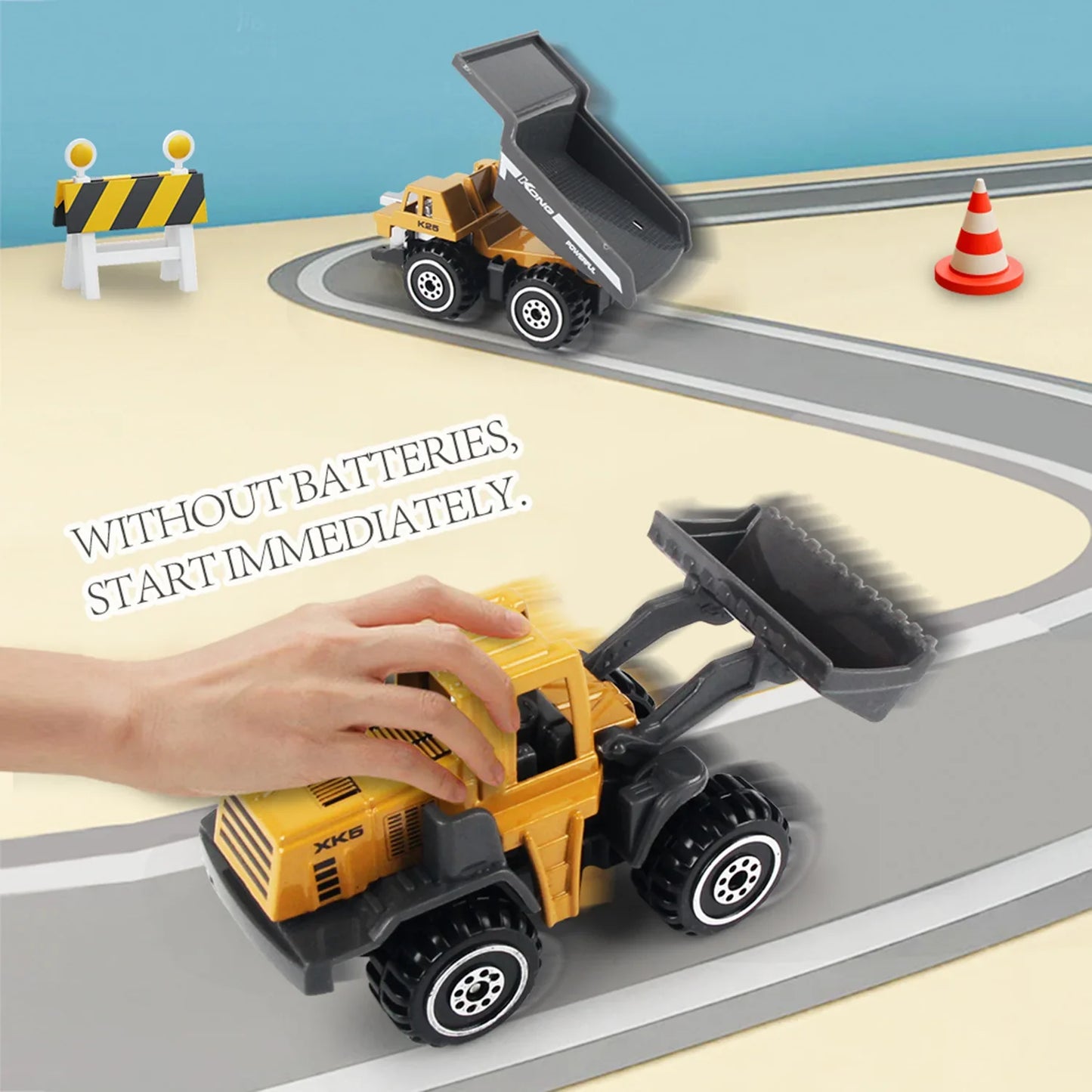 6pcs/set Alloy Engineering Truck Toy Loader Vehicle Excavator Tractor Toys Car Classic Construction Model for 3 years Boys Gifts