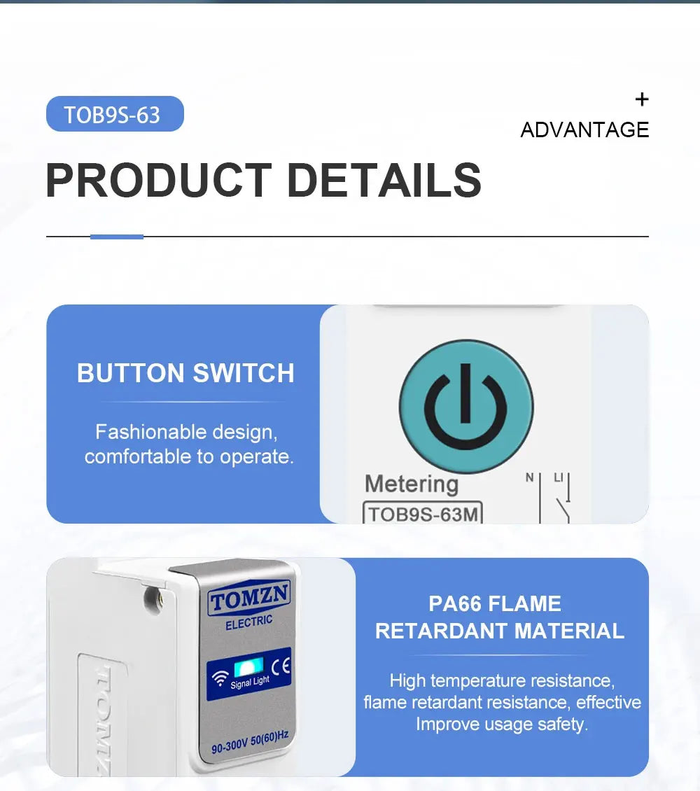 TUYA smartlife 1- 63A TOMZN 1P+N WIFI Smart Switch Energy Meter Kwh Metering Monitoring Circuit Breaker Timer Relay MCB
