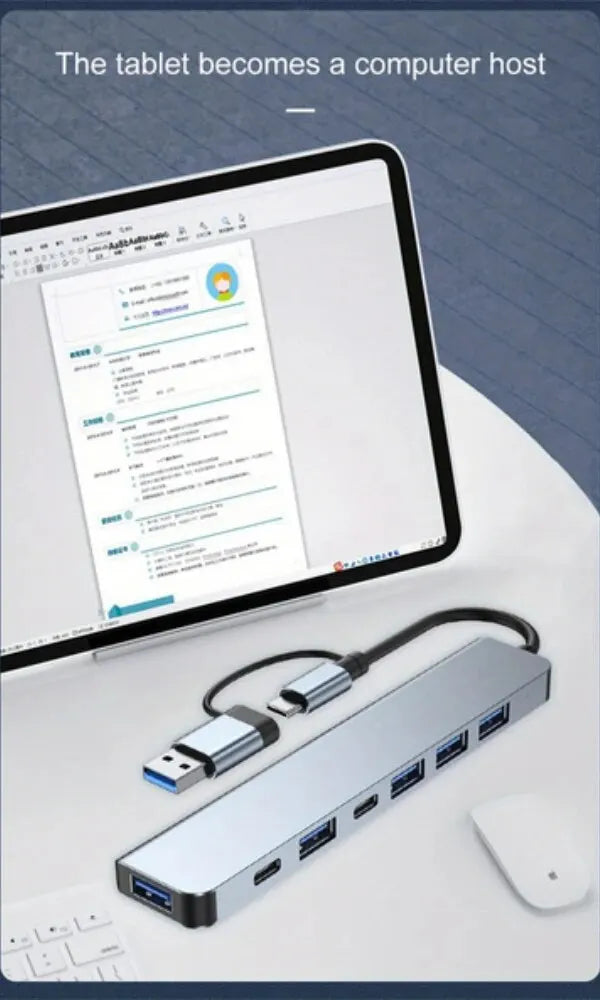 USB 3.0 HUB Type C to 7 Ports USB HUB USB3.0 Adapter Multi Splitter High Speed 5Gbps With PD USB C For Macbook Pro Air PC Laptop