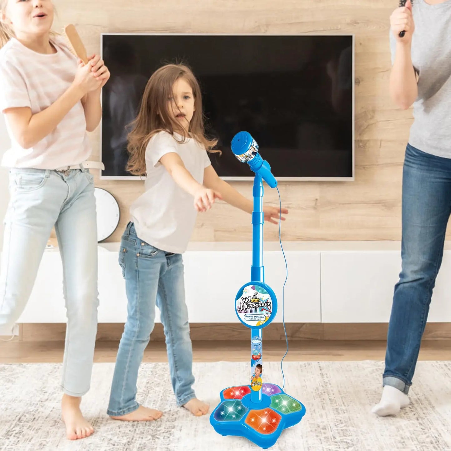 Kids Microphone  With Stand Karaoke Song Music Instrument Toys Brain-Training Educational Toy Birthday Gift For Girl Boy