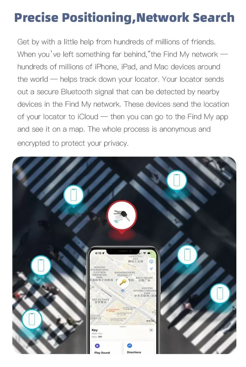 Миниатюрное Bluetooth-устройство слежения, приложение «Найти мой», умная метка, GPS-трекер для детей и домашних животных, автомобильный GPS-трекер, умное устройство защиты от потери, сигнализация, напоминание, позиционер.