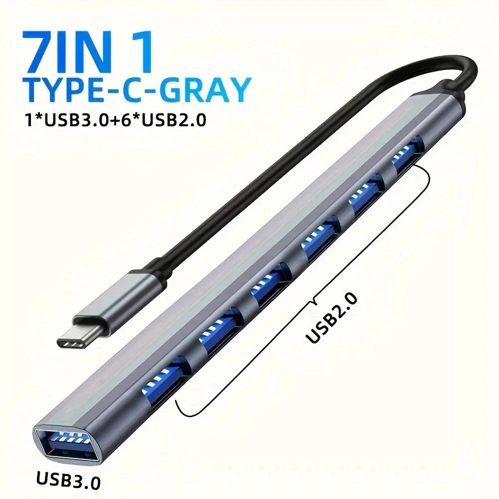 USB 3.0 HUB Type C to 7 Ports USB HUB USB3.0 Adapter Multi Splitter High Speed 5Gbps With PD USB C For Macbook Pro Air PC Laptop