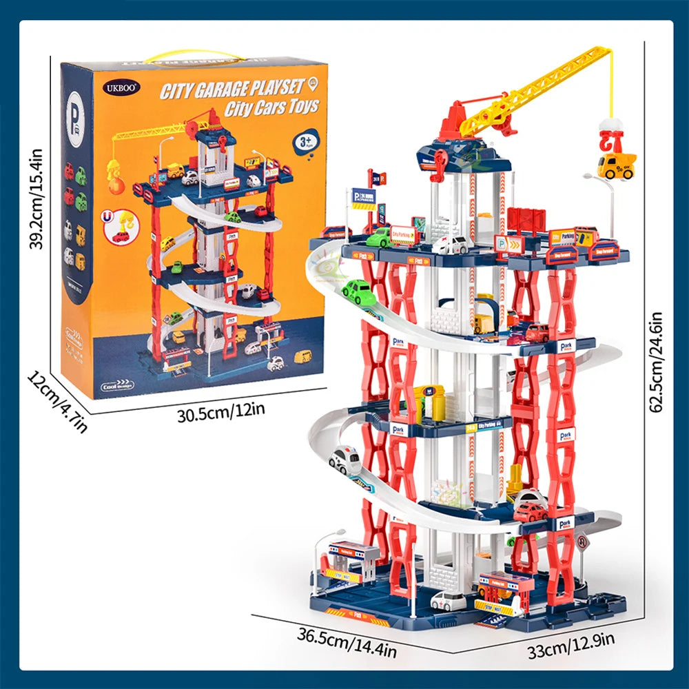 DIY Children's Parking Toy City Car Parking Lot Building Assembly Multi-Layer Rail Track Slot Garage Toys for Children Boy Gifts