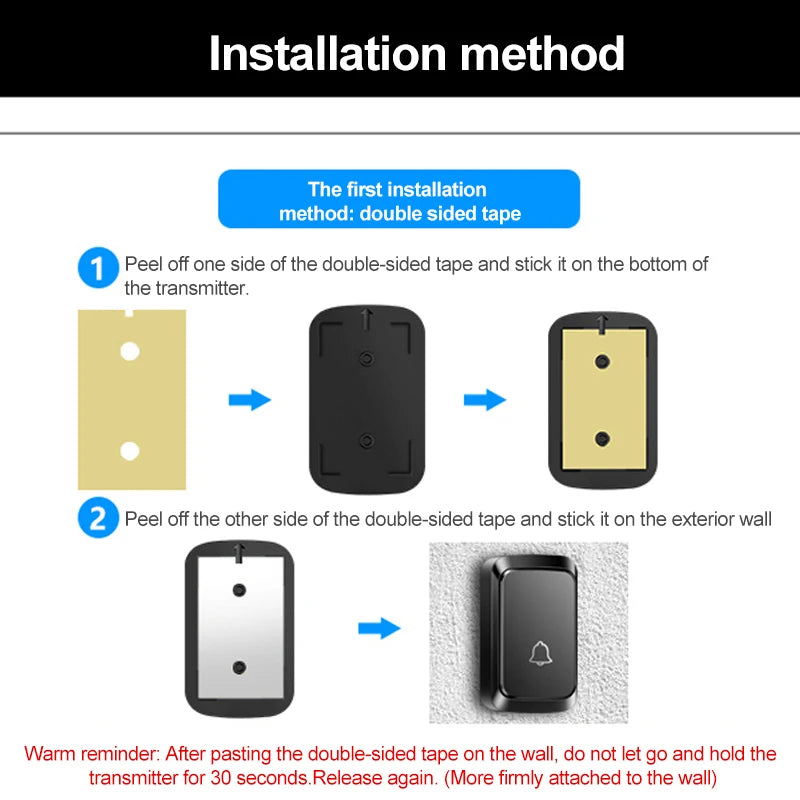 Smart Wireless Doorbell Family Door Bell Chime Kit 300M/1000Ft Long Distance 60 Songs Intelligent Doorbell Kit US EU Plug
