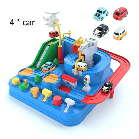 Children educational novelty toys Racing Rail Cars Model inertial gliding track car adventure Mechanical Interactive Toy for kid