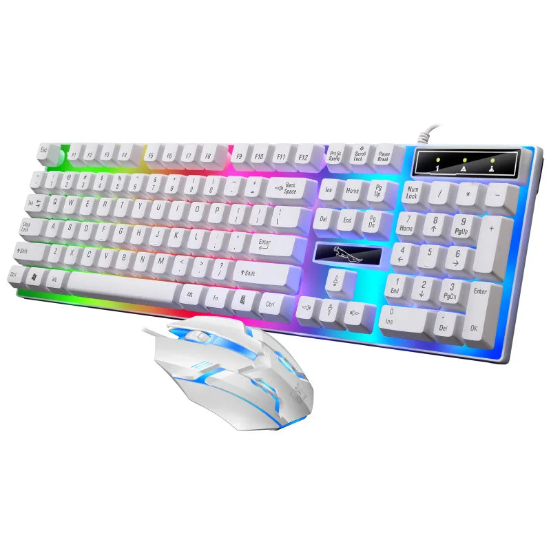 Игровой комплект: клавиатура и мышь с RGB-подсветкой, 104 клавиши, проводная клавиатура и мышь для ноутбука, настольного ПК, планшета.