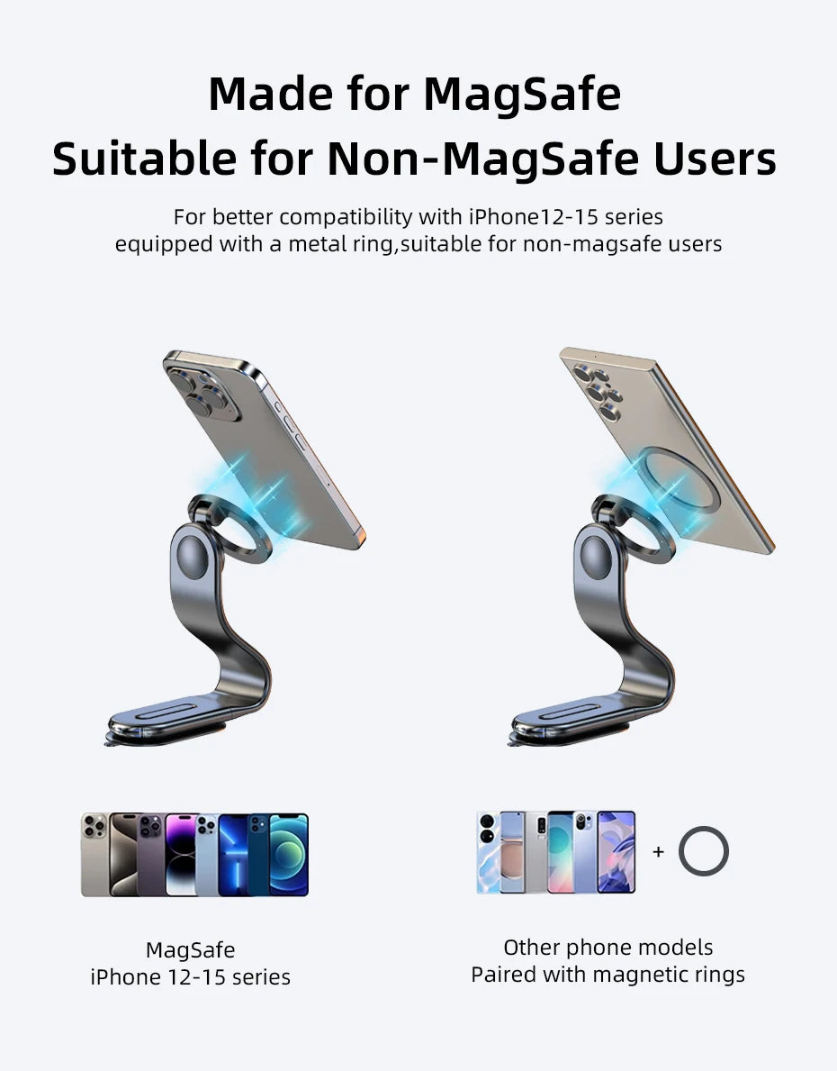 VYVYLABS 15W Magnetic Wireless Charging Phone Holder Charger Phone Bracket 360° Rotation Car Phone Holder For iPhone 16 15 14