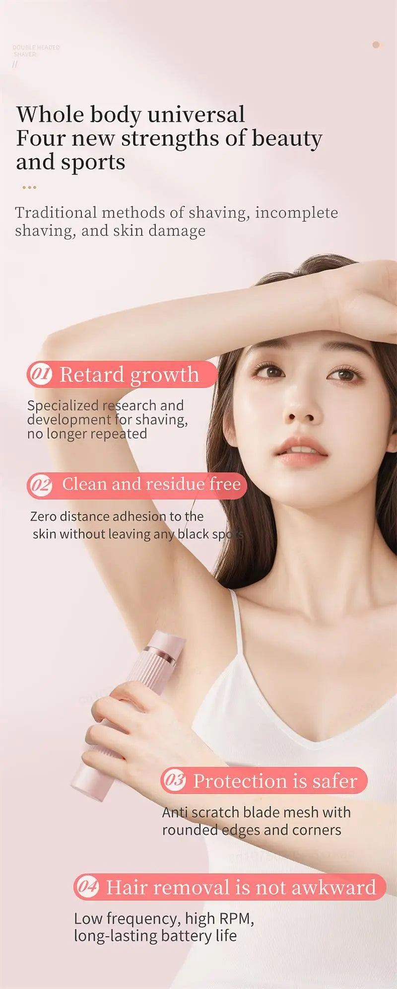 Beard Trimmer 2 in 1 Electric Shaver for Women Double Head Body Hair Removal Underarm Bikini Beard Hair Trimmer Electric Razor