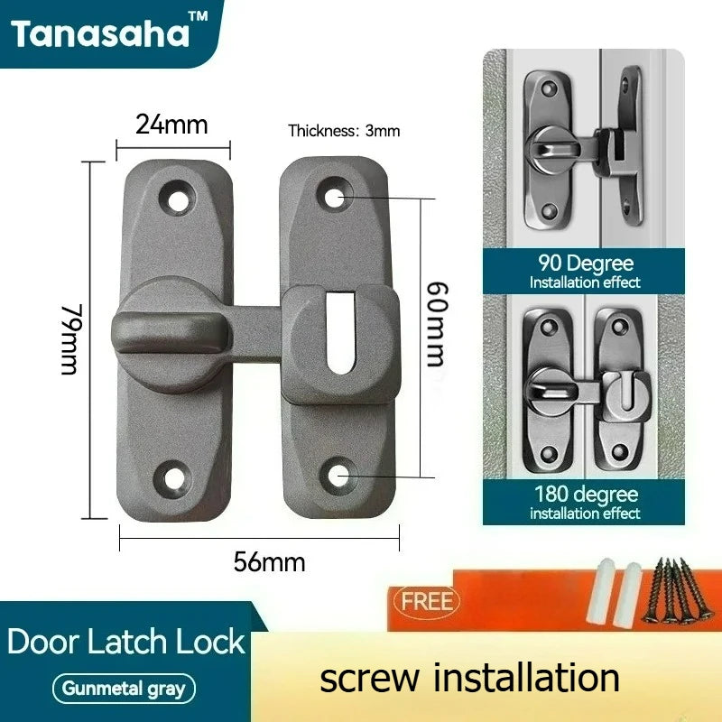 Hasp Latch Door Lock Anti-theft Buckle Latch Zinc Alloy Black Cabinet Locks Safety Lock Sliding Door Lock Door Bolts Hardware