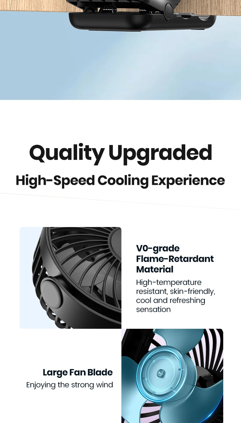TOPK USB Clip on Desk Fan Brushless Motor Powerful Airflow Sturdy Clamp Ultra Quiet Portable Mini Personal Fan Office Bedroom