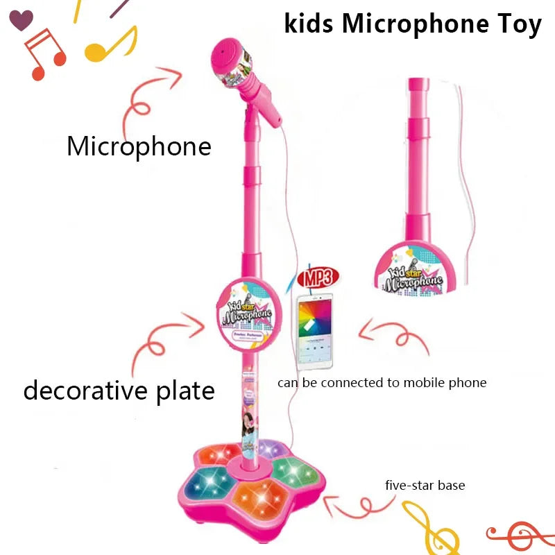 Kids Microphone  With Stand Karaoke Song Music Instrument Toys Brain-Training Educational Toy Birthday Gift For Girl Boy