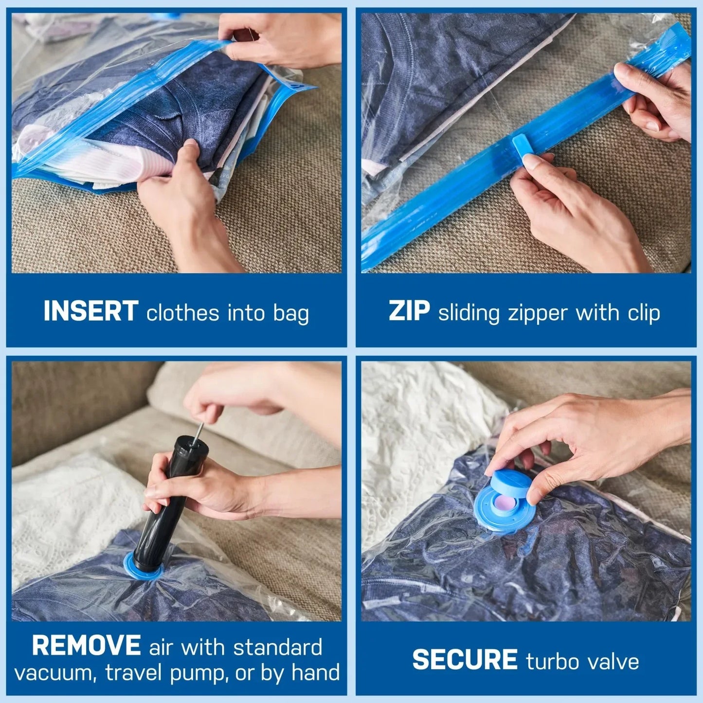 Vacuum Storage Bags, Space Saver Bags Compression for Comforters and Blankets, Sealer Clothes Travel Packing Organizer
