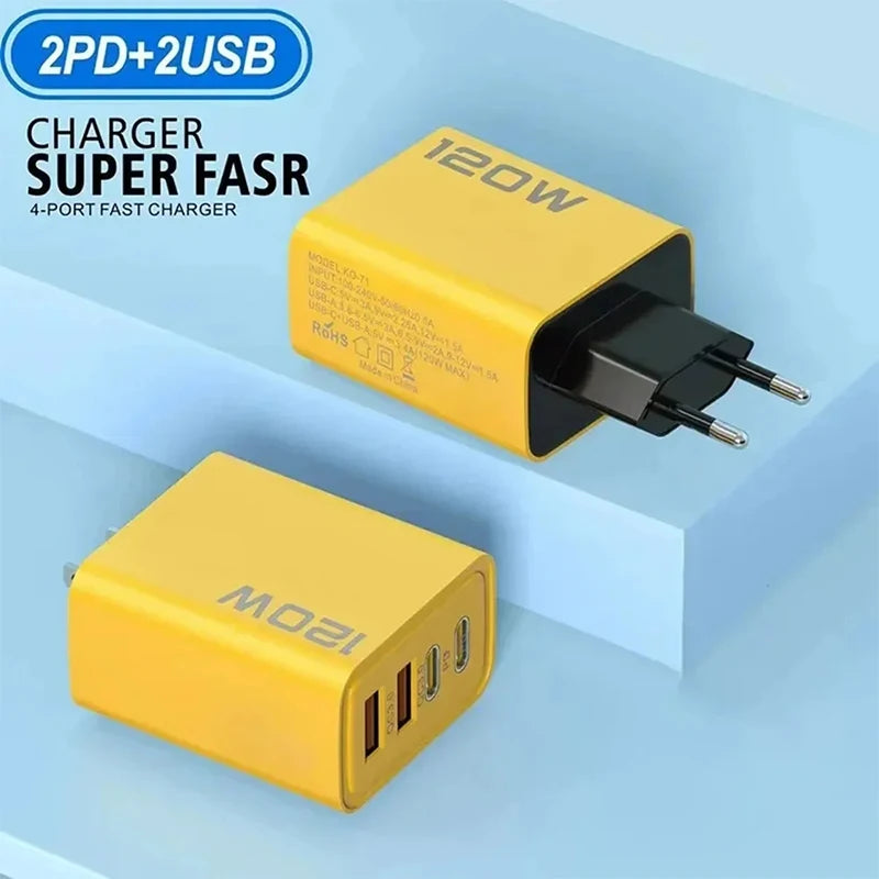 4 Port USB C PD Charger Quick Charge 3.0 Type C USB Phone Charger US EU Plug Wall Travel Fast Charging Adapter For Smart Phone